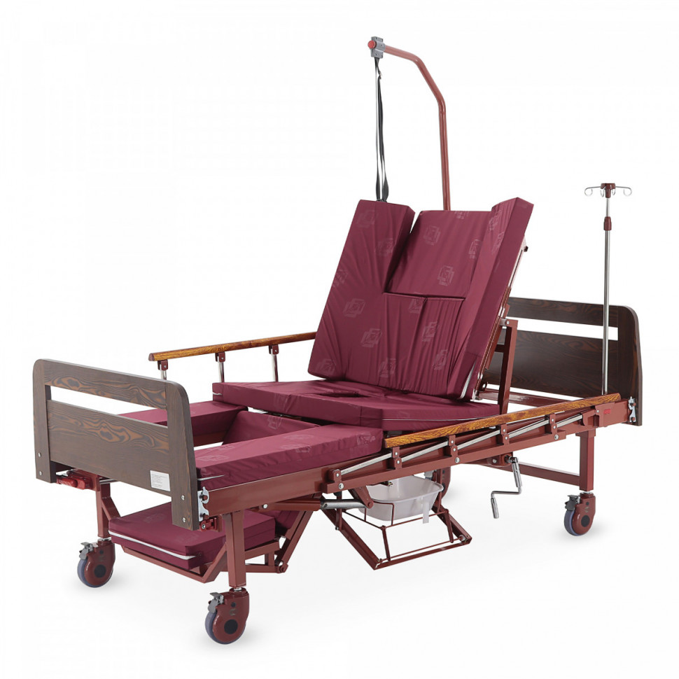 Медицинская кровать для лежачих больных MED-MOS YG-5 (ЛДСП венге, 13 секций, матрас, уголки, ТУ, столик, ванночка, БП, К)